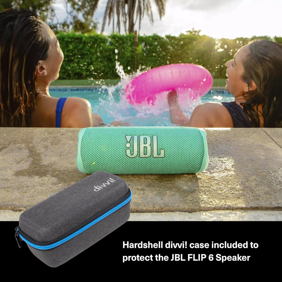 JBL Flip 6 (Squad) + Paquete con funda protectora rígida divvi!
