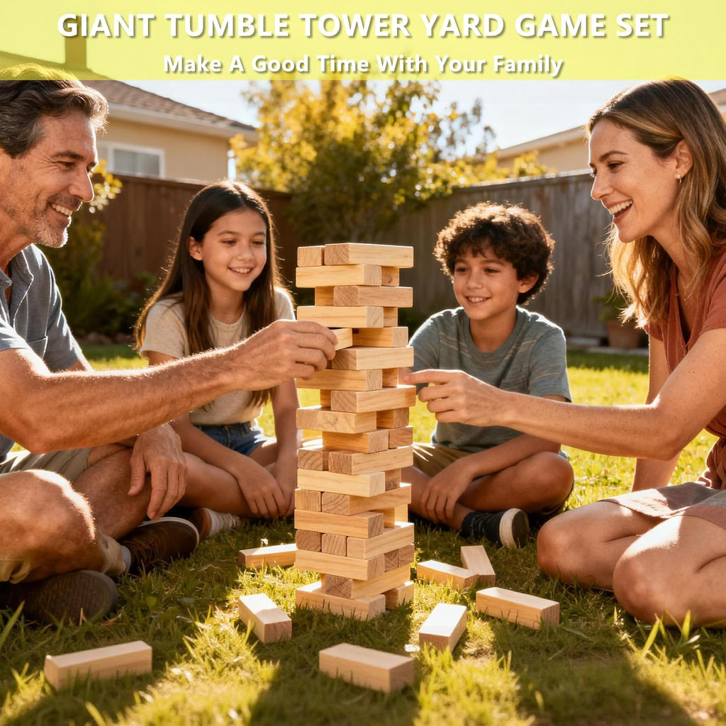 Torre gigante de madera, 60 piezas, juego familiar de patio de hasta 5 pies