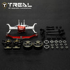TREAL TRX4M Ejes Portal Delantero Kit Completo CVD Eje Aluminio 7075 Carcasa de eje mecanizado CNC para 1/18 TRX-4M (Plata)