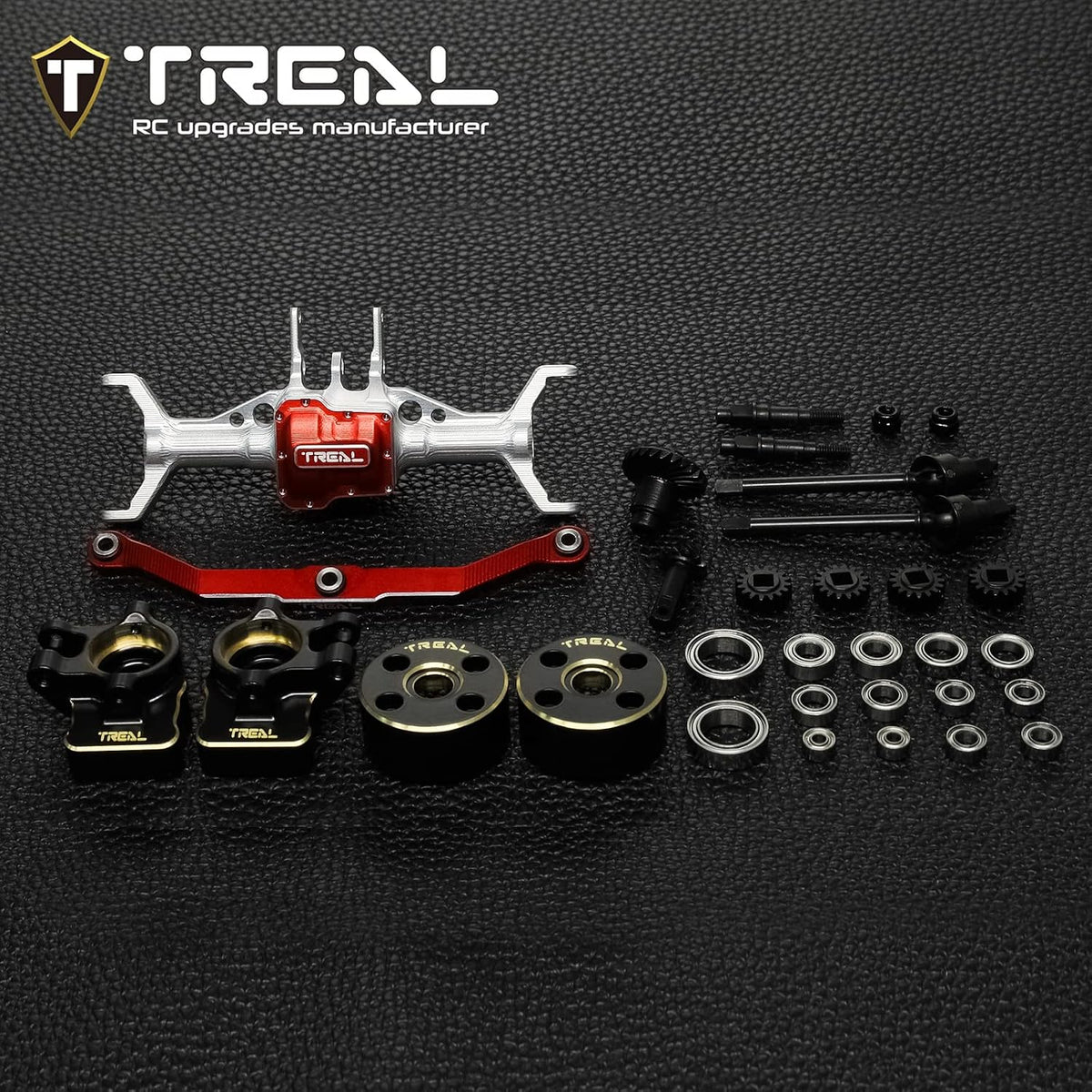 TREAL TRX4M Ejes Portal Delantero Kit Completo CVD Eje Aluminio 7075 Carcasa de eje mecanizado CNC para 1/18 TRX-4M (Plata)