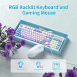 Teclado de Juego con Cable, Combo de Teclado y Ratón Cremoso, Tecla...