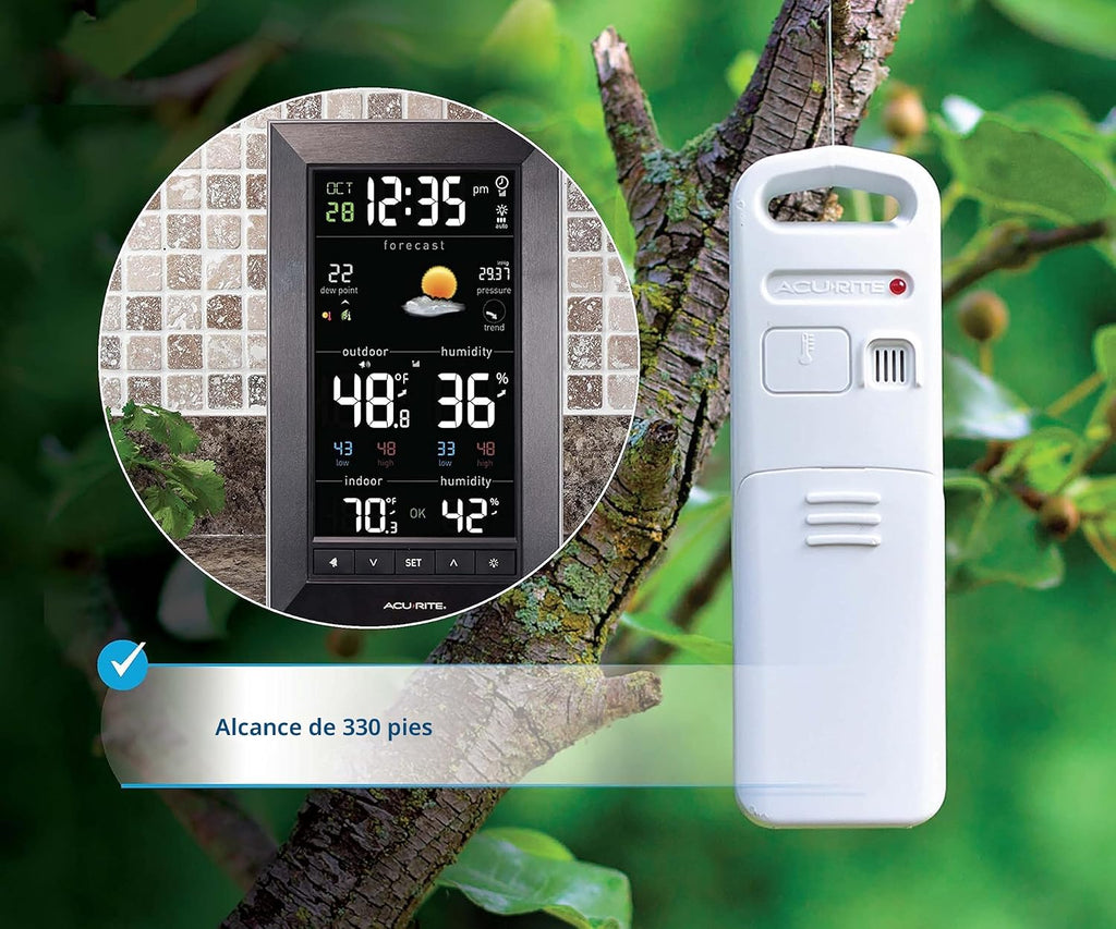 AcuRite Pronosticador digital vertical del tiempo con temperatura interior