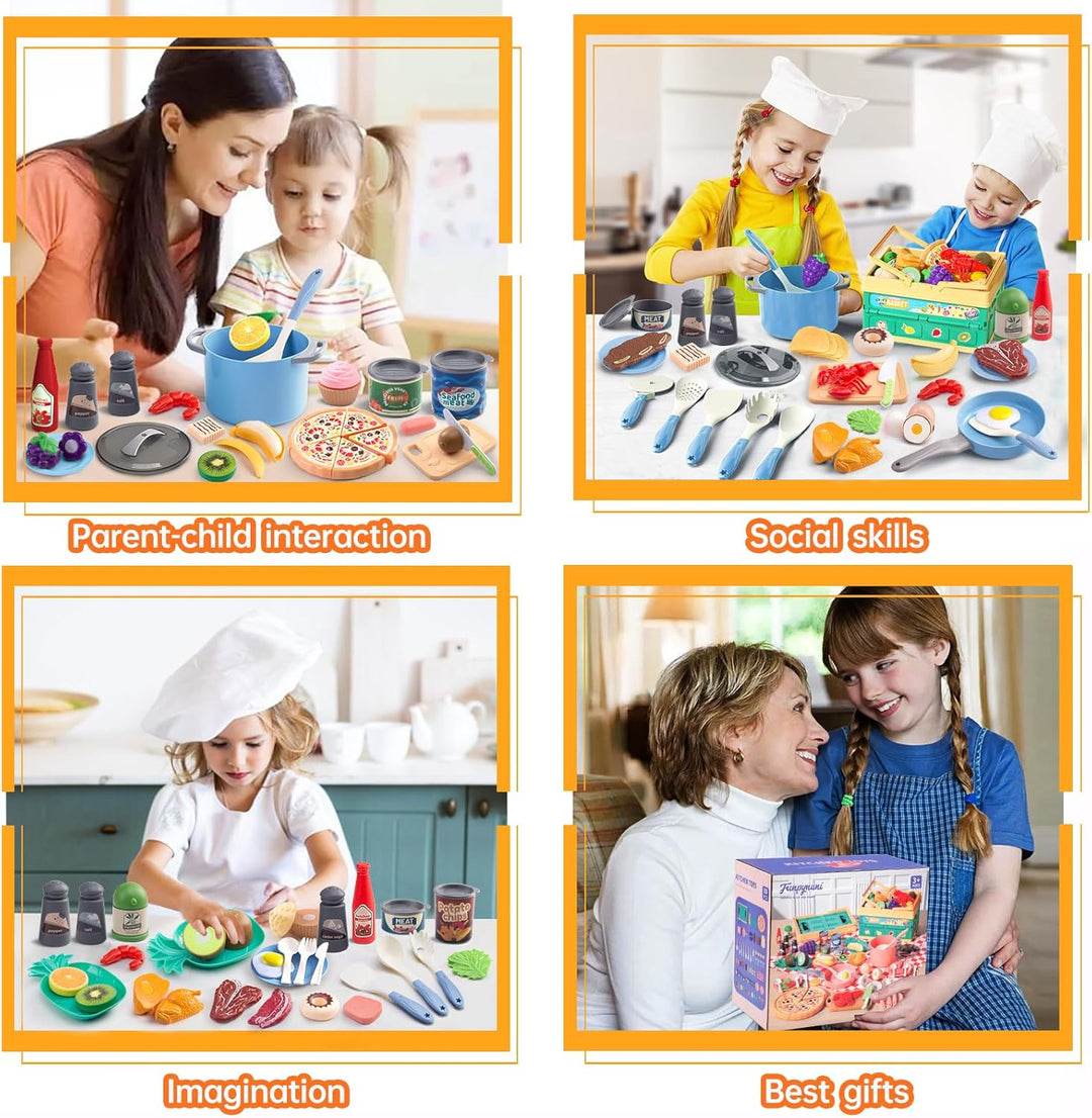 80 piezas de juego de cocina, juego de cocina de imitación para niñ...