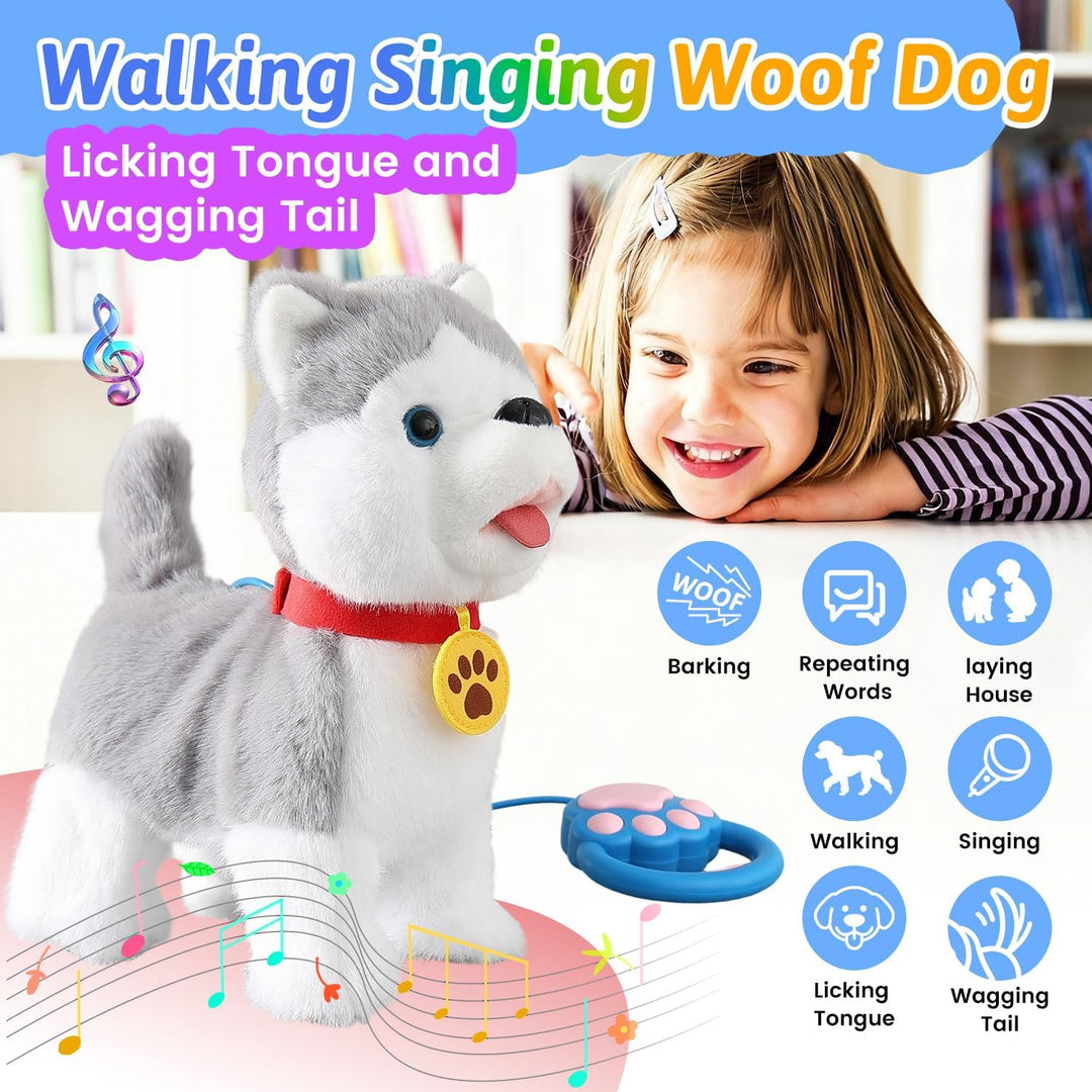 Marsjoy Husky Perro Caminante que Ladra para Niños Cachorro Robot M...