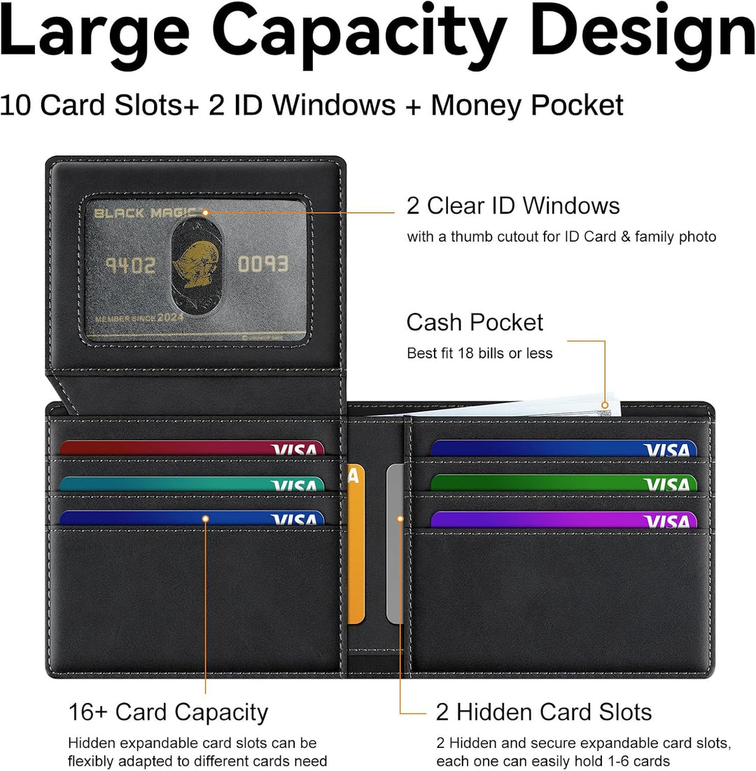 furid Top Grain Leather Wallet Men: RFID Minimalist Bifold Credit C...