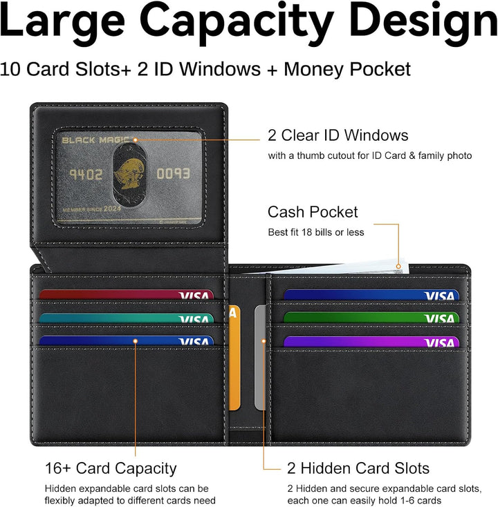 furid Top Grain Leather Wallet Men: RFID Minimalist Bifold Credit C...