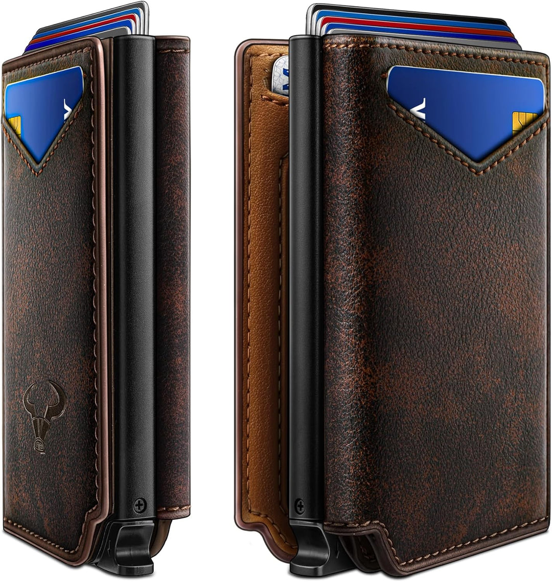 BULLIANT Billetera de cuero para hombre, tarjetero con clip para di...