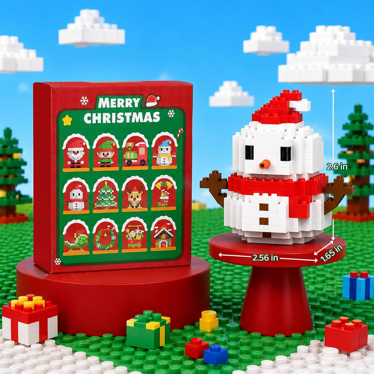 Calendario de Adviento de Navidad, bloques de construcción, 12 días Mini