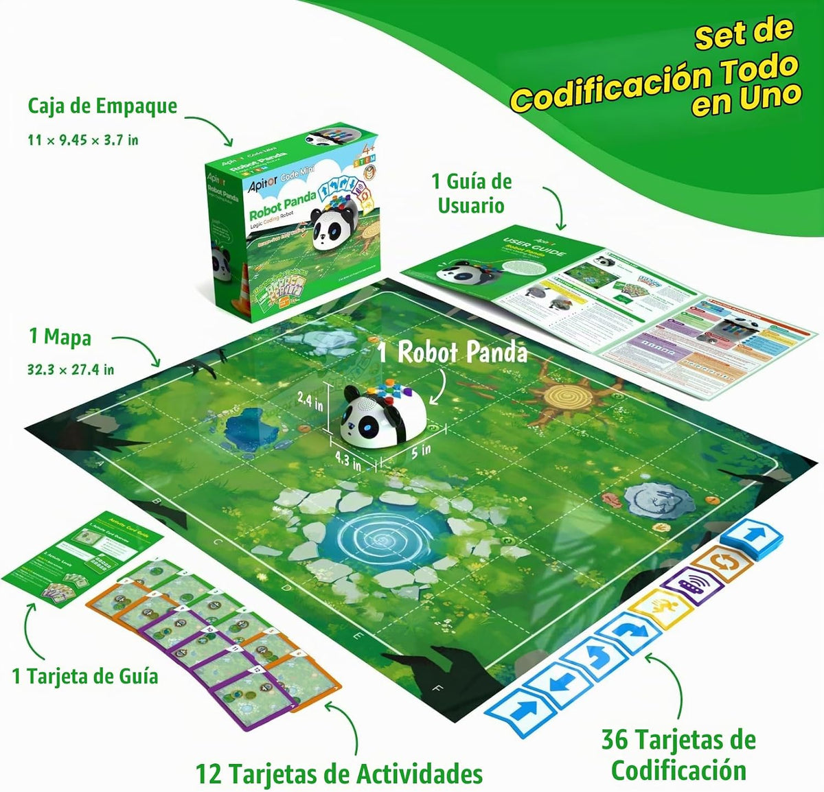 Apitor Robot Panda Coding Robot para 4-6, juguete de aprendizaje STEM sin