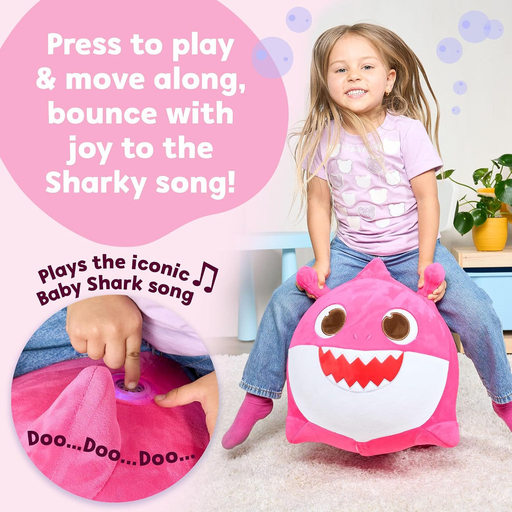 JITTERYGIT Bebé tiburón Saltarín - Muñeco de peluche musical para niños y niños pequeños - Mamá tiburón (Rosa)