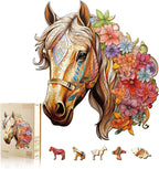 Rompecabezas de madera para adultos, juego de construcción de caballos de madera, rompecabezas irregulares de madera para adultos, rompecabezas difíciles regalos para amantes de los rompecabezas, (XL