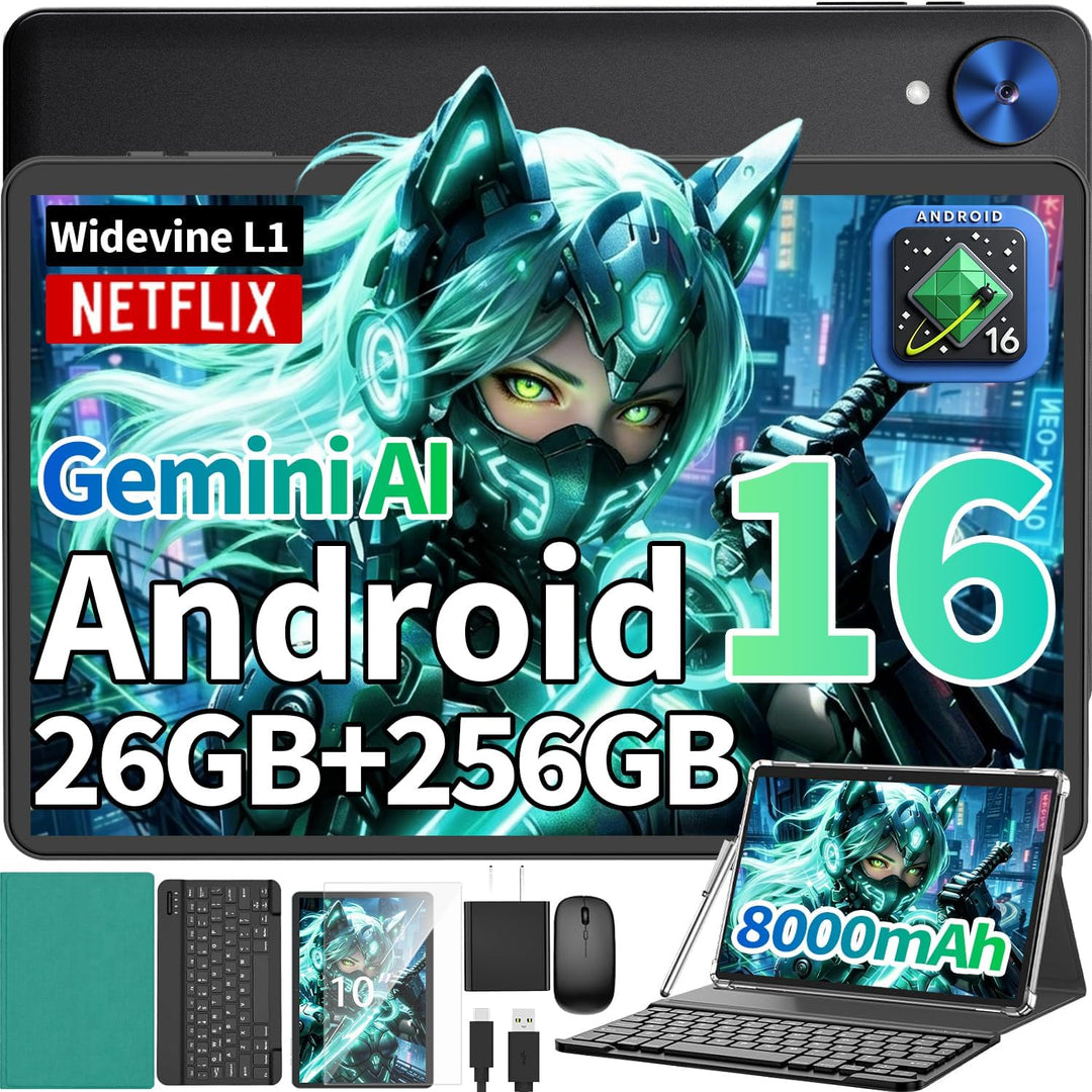 Tablet Android 2026 con teclado, tableta Android 16 de 10 pulgadas,...