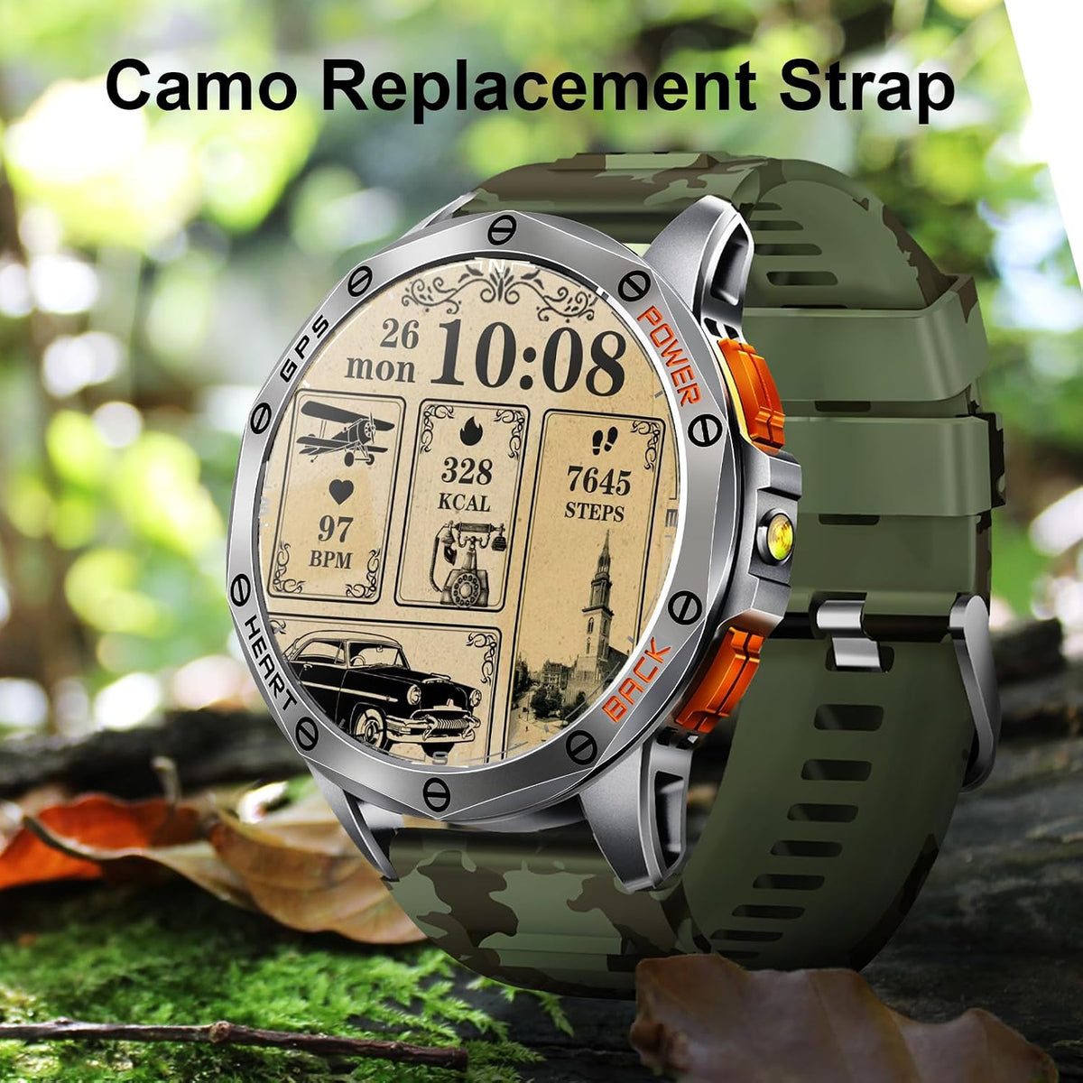 Relojes Inteligentes Militares con GPS Integrado, Más de 170 Modos Deportivos para Hombres con Linterna, Reloj Inteligente para Teléfonos Android y iPhone, Pantalla AMOLED de 1.43", Llamadas Bluetooth