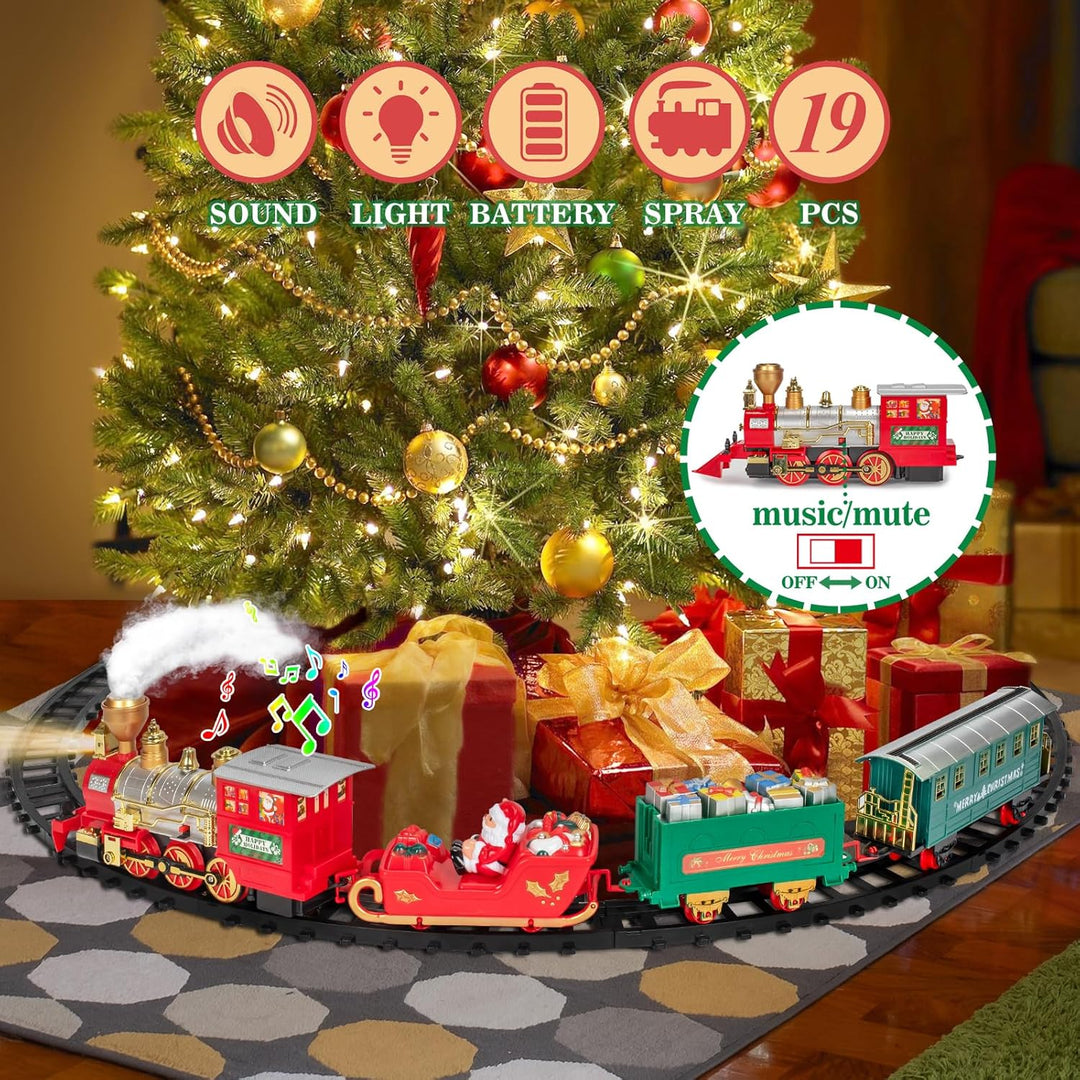 BainGesk Juego de tren de Navidad con vapor luz y sonidos