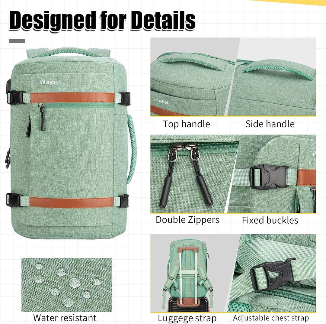 Mochila de viaje Velaybor 42L con 4 cubos de embalaje, bolsa de man...