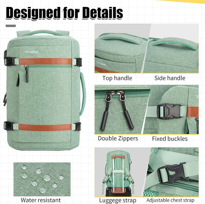 Mochila de viaje Velaybor 42L con 4 cubos de embalaje, bolsa de man...