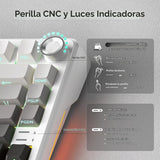 RedThunder Teclado mecánico inalámbrico K75, perilla CNC, Tri-Mode...