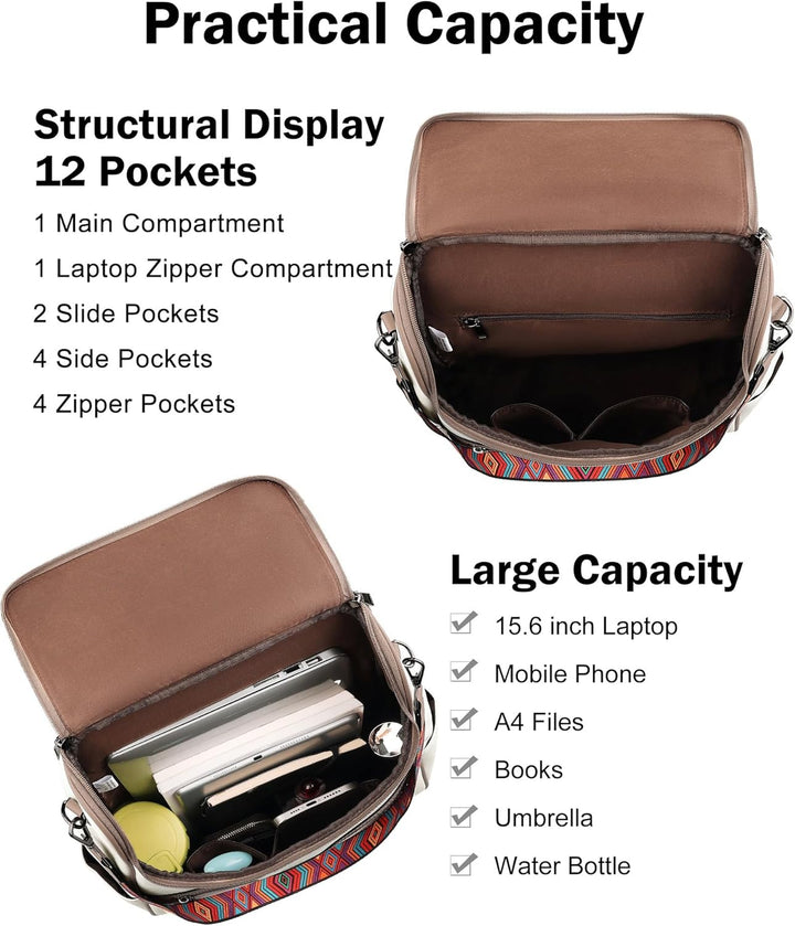 FADEON Mochila para computadora portátil para mujer, mochila de via...