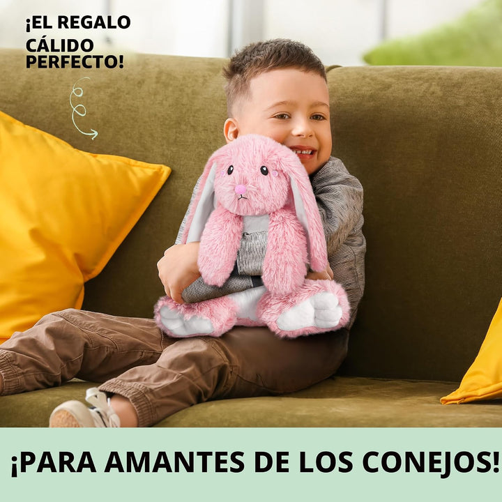 Happy Fuel - Peluche de conejo para microondas, almohadilla térmica...
