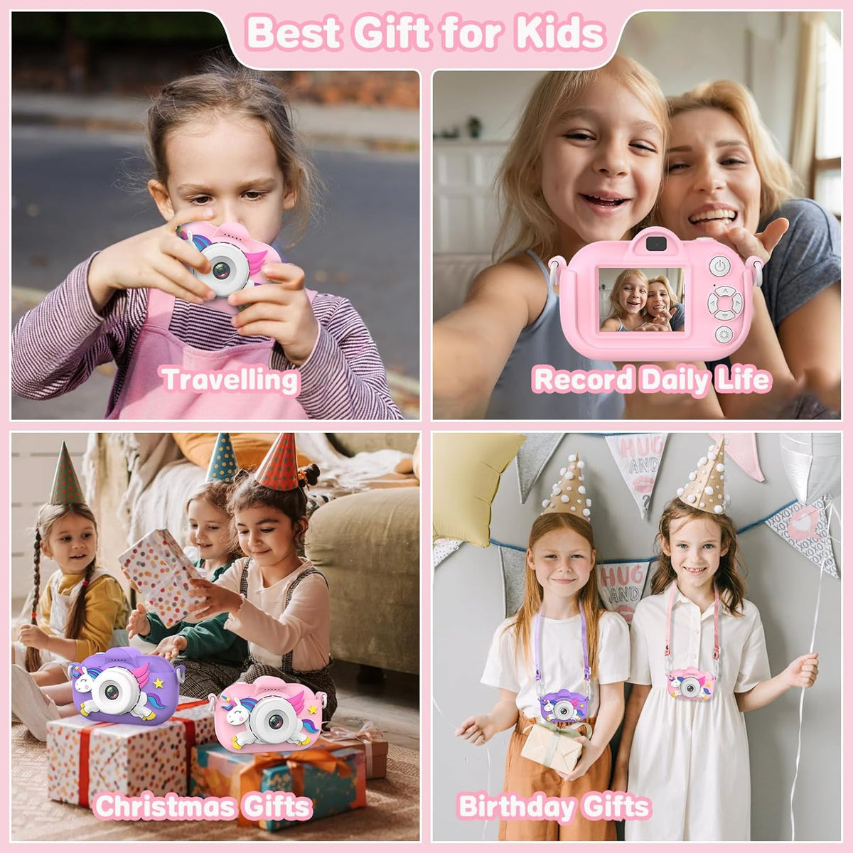 Cámara para niños para niñas, juguetes de Navidad y cumpleaños para...