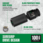 SK Juego de llaves de impacto universales de 3/8", enchufes de impacto giratorios profundos