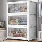 BROVIEW - Contenedores apilables extra grandes de 600 cuartos de galón con tapas, organizador de armario, cajas de cajones plegables con ruedas, contenedores de plástico plegables para el hogar