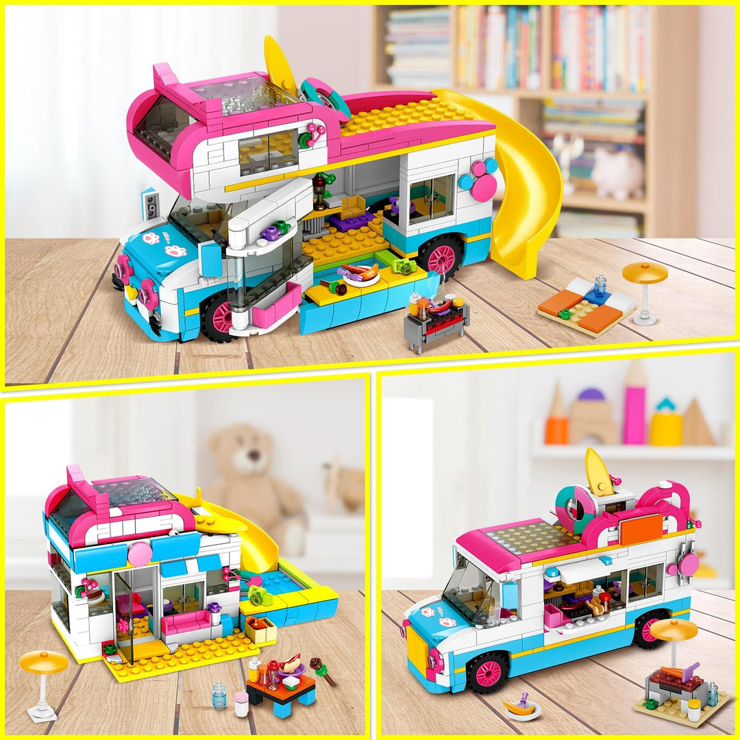 HOGOKIDS Juego de construcción 3 en 1 para niñas cámper y