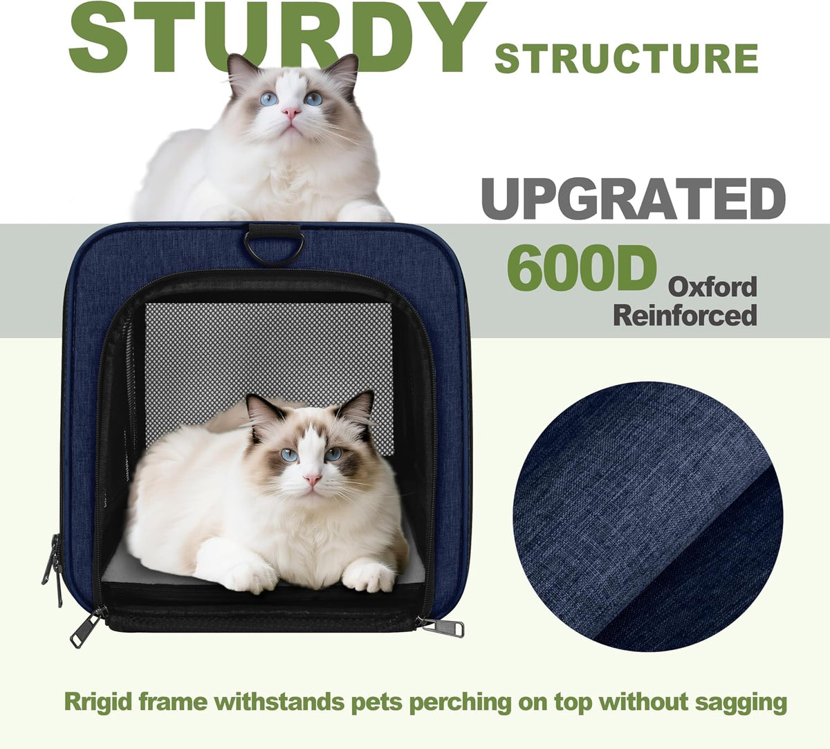 Transportador para gatos de 18 x 11 x 11 pulgadas, aprobado por aerolíneas unidas, perrera suave para mascotas