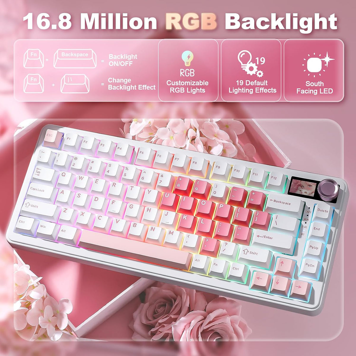 YUNZII Teclado mecánico B75 PRO MAX 75% (corazón blanco, interrupto...