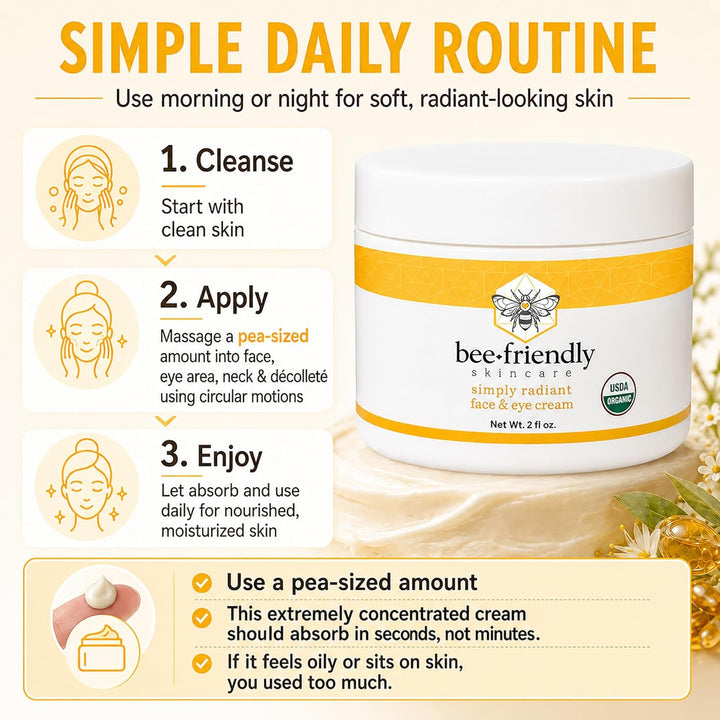 Crema orgánica para rostro y ojos BeeFriendly, humectante facial ce...