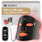 INIA Máscara de terapia de luz roja para cara, 4 modos de luz con NIR de 850 nm, Negro
