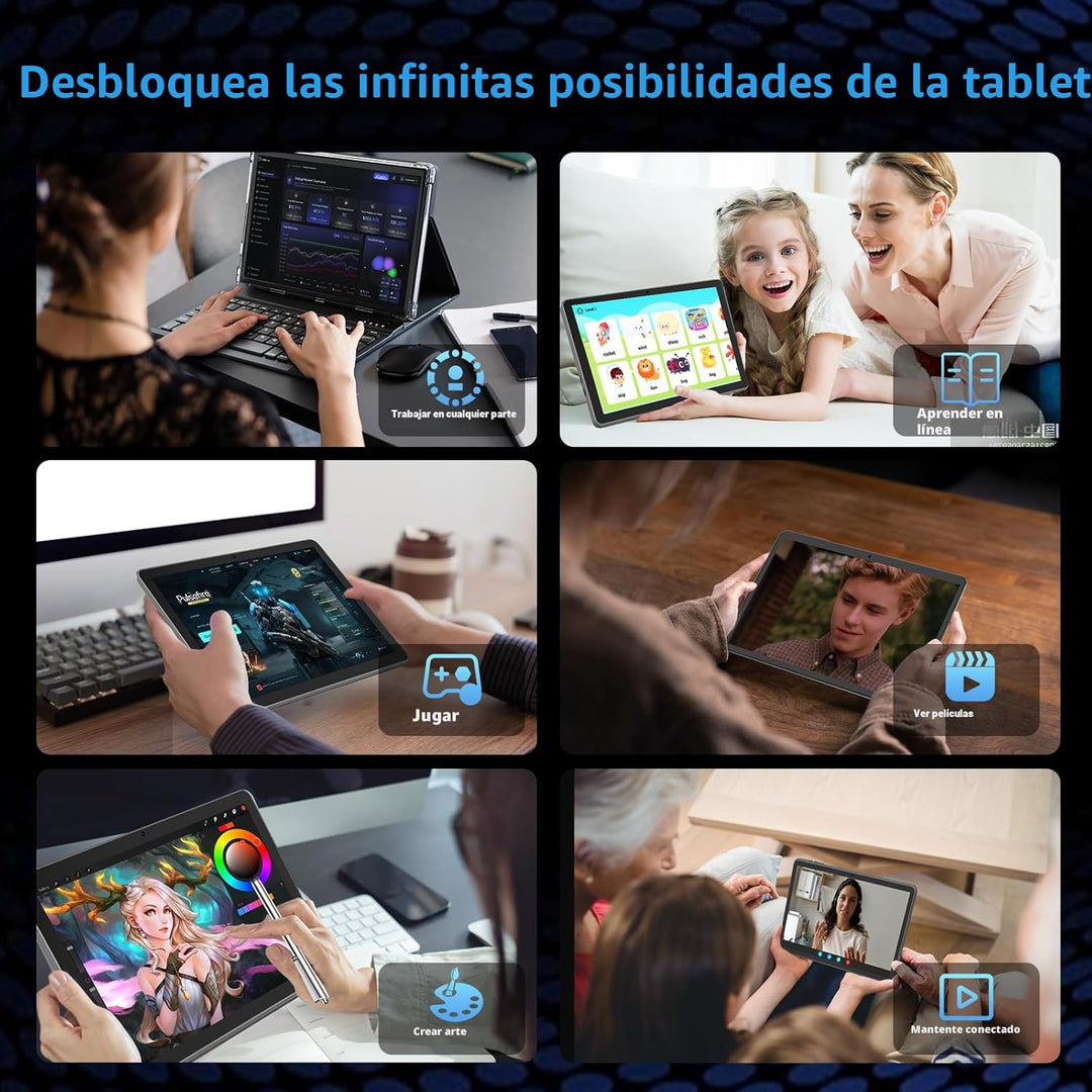 Tableta 2026 de 10 pulgadas con teclado, tableta Android 15 con Gem...