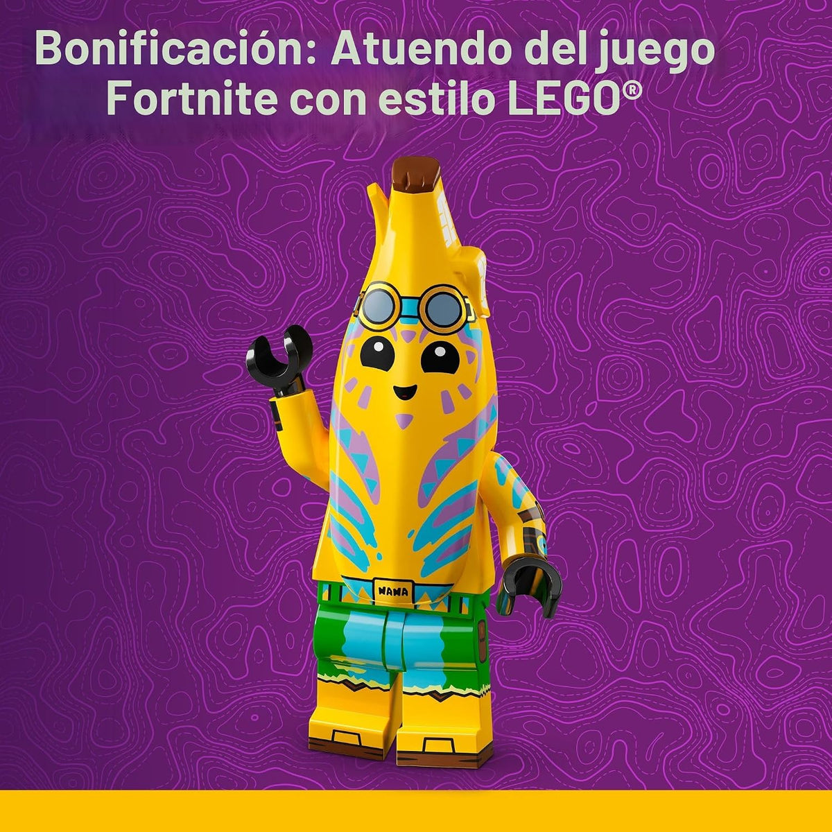 LEGO Fortnite Klombo Kids Toy - Figura de acción Fortnite con minifiguras Peely y Oro - Juguete de construcción y juego de rol para niñas y niños de 10 años en adelante - Idea de regalo para