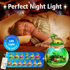 Kit de terrario iluminado de dinosaurio para niños, regalos de cumpleaños para niños de 4, 5, 6, 7, 8 a 12 años, juguetes de dinosaurio para niños con luz LED multicolor y control remoto