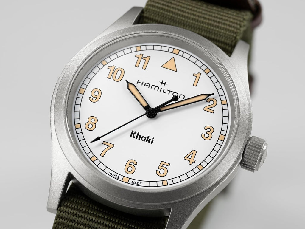 Hamilton Khaki Field Khaki Reloj de cuarzo para hombre, caja de acero