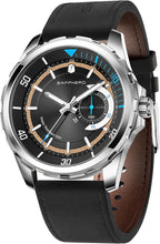 SAPPHERO Reloj para hombre con subesfera de fecha/esfera de números arábigos, cuarzo analógico, correa de acero inoxidable/piel, 164 ft impermeable, reloj de pulsera de vestir casual para trabajo de
