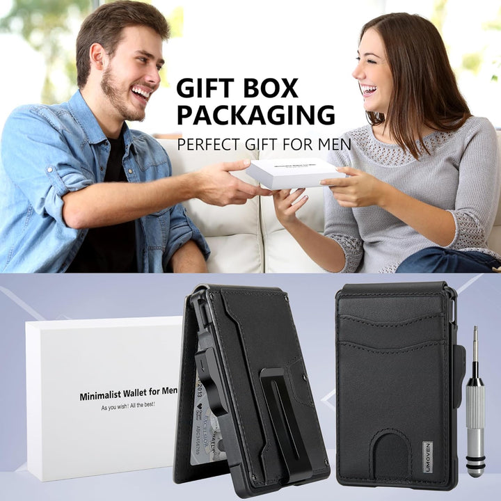 umoven Cartera para hombre \u2013 con clip para dinero, ranuras de...