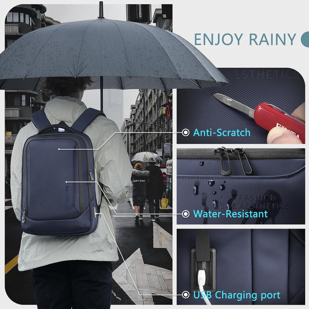 hk Mochila para laptop para hombres con puerto de carga USB para ne...