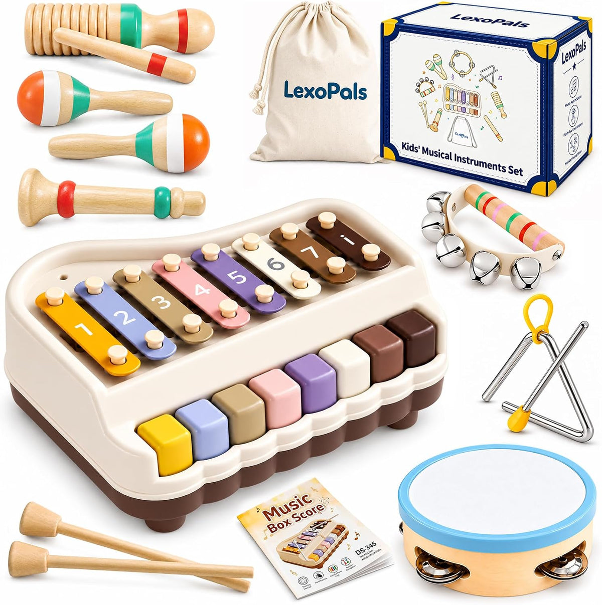 Juego de instrumentos musicales para niños, juguetes Montessori
