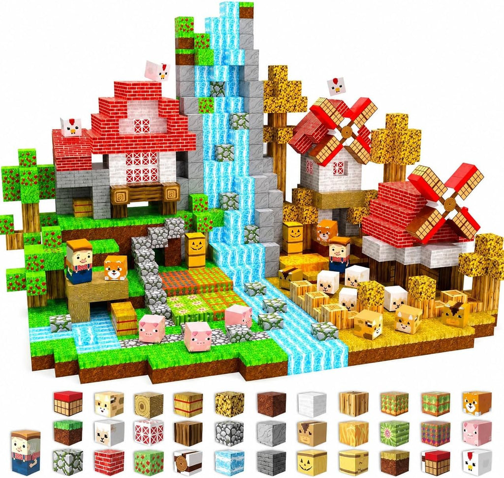 150 bloques magnéticos, bloques de construcción magnéticos de animales de granja, cubos magnéticos apilables para niños, juguete de construcción magnético para niños y niñas, juguete sensorial STEM Montessori para edades de 3 a 12 años, regalo de cumpleañ