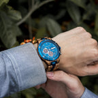 BOBO BIRD Reloj de madera de cuarzo para hombre, acero inoxidable, aleación de sándalo rojo, reloj de pulsera para hombre, función clásica, cronógrafo, manecillas luminosas, visualización de fecha de