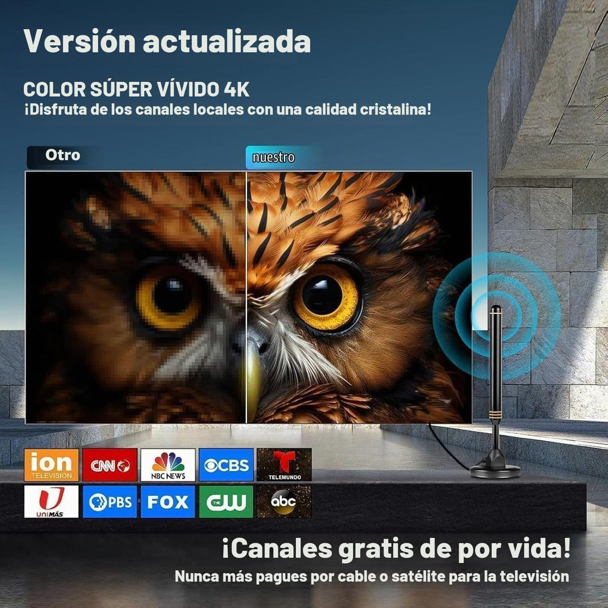 Antena de TV para Smart TV interior, antena de TV digital para canales