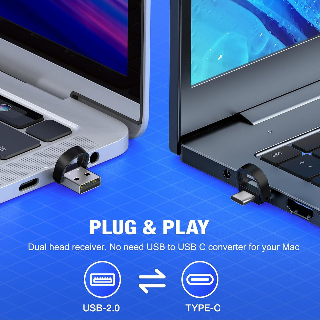 Presentador inalámbrico USB tipo C con láser, control remoto de presentación, anillo para el dedo, clicker de PowerPoint, avance de diapositivas para laptop Mac, clase de oficina
