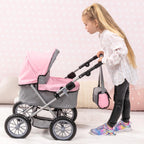 Bayer Design Cochecito Trendy para muñeca bebé en gris/rosa
