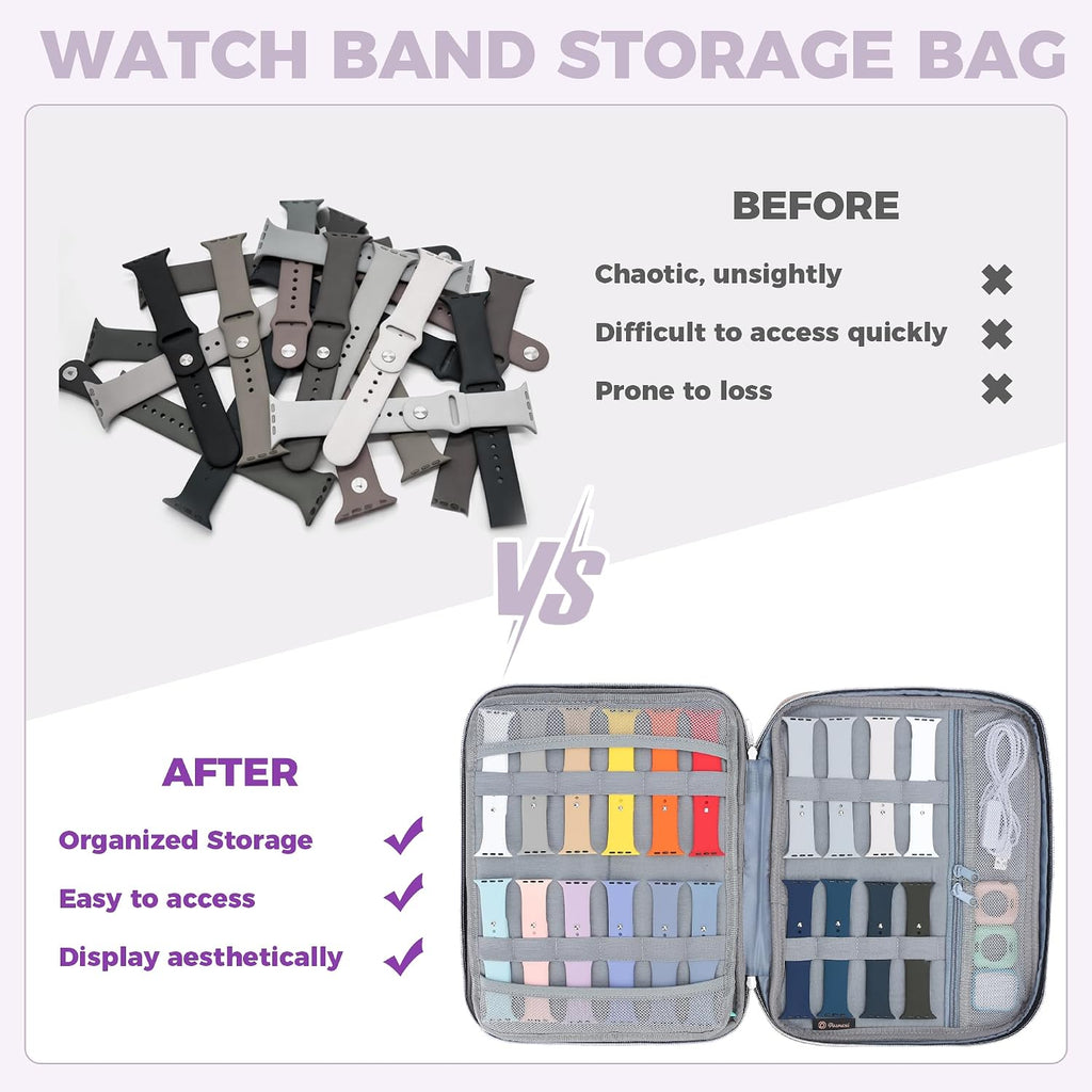 PACMAXI Bolsa de almacenamiento para 40 correas de reloj, estuche de