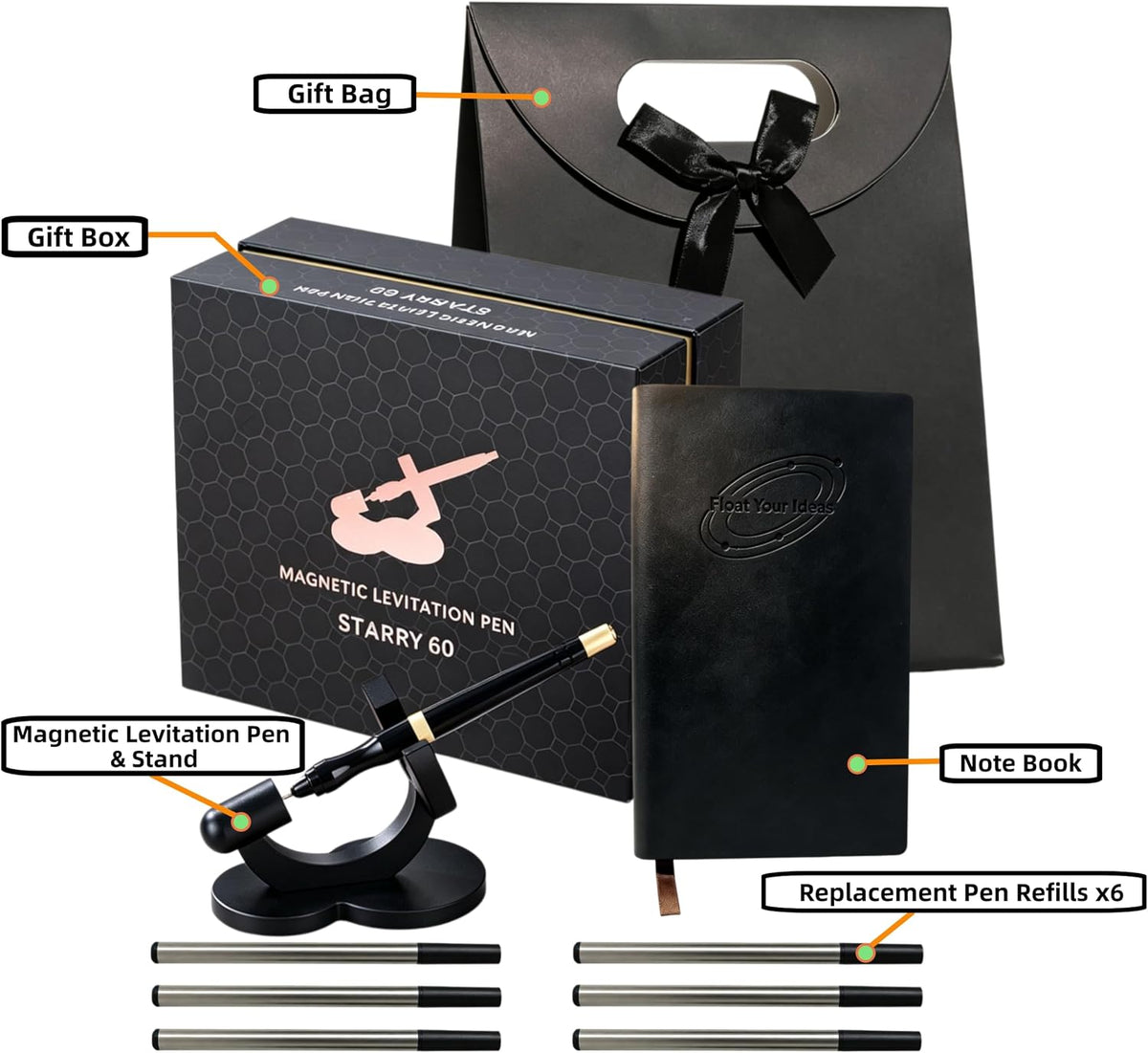 Bolígrafo de levitación magnética, bolígrafo flotante antigravedad de metal para aliviar el estrés, juego de regalo de decoración de escritorio de oficina para hombres, papá, jefe