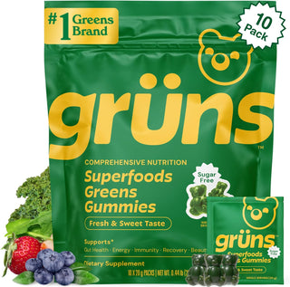 Gruns Gomitas Super Greens Sin Azúcar, Ositos de Goma Multivitamíni...