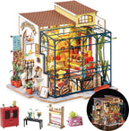 Rolife Kit de Casa en Miniatura DIY Tienda de Flores, Kit de Casa Pequeña para Adultos para Construir, Kit de Fabricación de Mini Casa con Muebles, Decoraciones de Halloween/Navidad/Regalos para