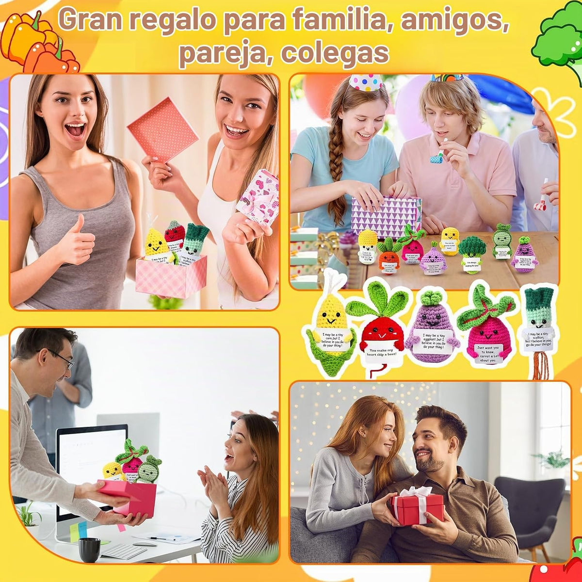HunnmingRe - Muñeca de ganchillo de 12 piezas con tarjeta positiva
