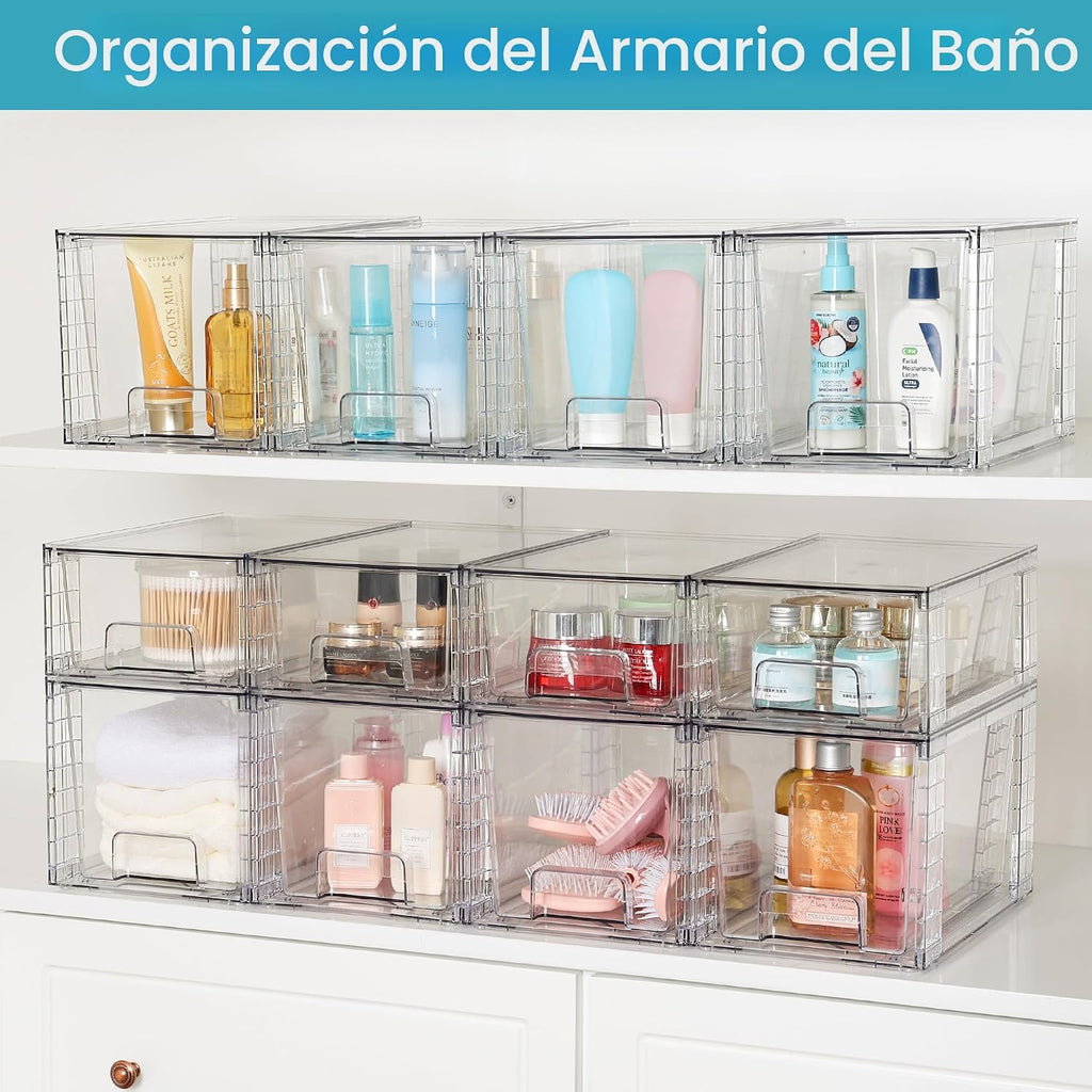 Vtopmart Paquete de 4 cajones de almacenamiento apilables grandes